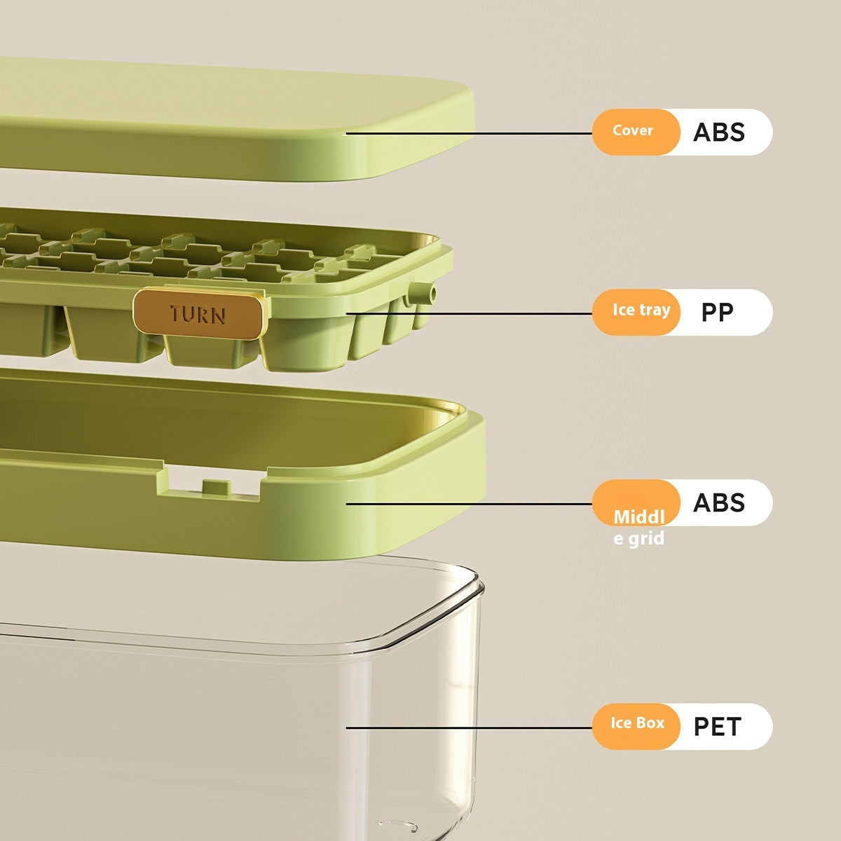 Ice Cube Mold One-click Deicing Press Flip Ice Maker